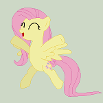 Size: 150x150 | Tagged: safe, artist:tomdantherock, character:fluttershy, species:pony, animated, bipedal, female, happy, simple background, solo, walking