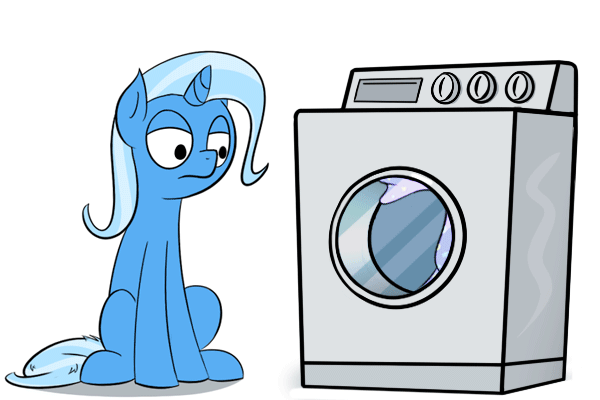 Size: 600x400 | Tagged: safe, artist:subjectnumber2394, character:trixie, species:pony, species:unicorn, animated, female, laundry, mare, simple background, solo, washing machine, white background