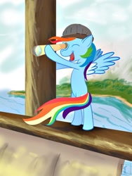 Size: 600x800 | Tagged: safe, artist:subjectnumber2394, character:rainbow dash, species:pony, bipedal, ship, telescope