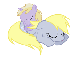 Size: 2276x1752 | Tagged: safe, artist:axemgr, artist:derpington1337, artist:that guy in the corner, character:derpy hooves, character:dinky hooves, species:pegasus, species:pony, equestria's best mother, female, mare, recolor, simple background, sleeping, transparent background, vector