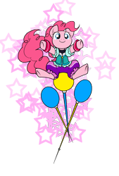 Size: 1981x2933 | Tagged: safe, artist:sakuyamon, character:lancer, character:pinkie pie, species:pony, balloon, clothing, cosplay, costume, crossover, cute, diapinkes, kingdom hearts, sitting, stars