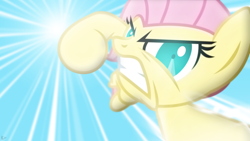 Size: 1920x1080 | Tagged: safe, artist:gray-gold, artist:karl97, edit, character:fluttershy, angry, dive, female, lens flare, reference, smile hd, solo, vector, wallpaper, wallpaper edit