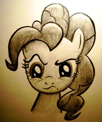 Size: 1323x1574 | Tagged: safe, artist:vulpessentia, character:pinkie pie, bust, female, portrait, solo, traditional art, upset