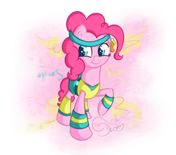 Size: 1366x1200 | Tagged: safe, artist:twilightsquare, character:pinkie pie, episode:a friend in deed, g4, my little pony: friendship is magic, aerobics, clothing, female, headband, leg warmers, solo, workout outfit
