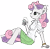 Size: 3576x3472 | Tagged: safe, artist:greenlinzerd, character:lyra heartstrings, character:sweetie belle, species:anthro, species:unguligrade anthro, species:unicorn, g4, breasts, clothing, female, hand, high res, hooves, ipod, looking up, mare, music, profile, signature, small breasts, solo, transparent background