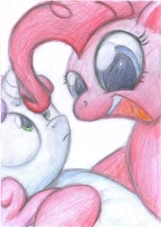 Size: 2477x3500 | Tagged: safe, artist:aemantaslim, character:pinkie pie, character:sweetie belle, colored pencil drawing, traditional art