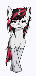 Size: 545x1132 | Tagged: safe, artist:itspencilguy, oc, oc only, oc:blackjack, species:pony, species:unicorn, fallout equestria, fallout equestria: project horizons, cyborg, fanfic, fanfic art, female, hooves, horn, level 1 (project horizons), looking at you, mare, simple background, solo, transparent background