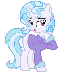 Size: 546x666 | Tagged: safe, artist:monkfishyadopts, base used, oc, oc only, parent:rarity, parent:trixie, parents:rarixie, species:pony, species:unicorn, adoptable, blank flank, clothing, crack shipping, fusion, magical lesbian spawn, offspring, solo