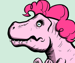 Size: 650x550 | Tagged: safe, artist:flavinbagel, character:pinkie pie, ambiguous gender, dinosaur, pinkie pienosaur, pinkiesaurous rex, solo, species swap, tyrannosaurus rex