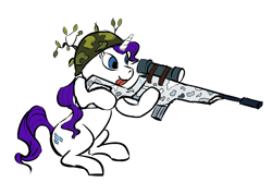 Size: 1281x914 | Tagged: safe, artist:rubrony, character:rarity, gun, rifle, soldier