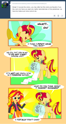 Size: 700x1320 | Tagged: safe, artist:miroslav46, character:sunset shimmer, species:pony, species:unicorn, my little pony:equestria girls, ask, human ponidox, list, magic, ponidox, self ponidox, sunset shimmer hates you, tumblr