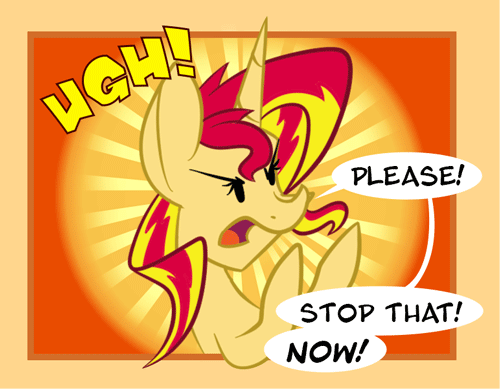 Size: 500x389 | Tagged: dead source, safe, artist:miroslav46, character:sunset shimmer, species:pony, animated, ask, female, reaction image, solo, sunset shimmer hates you, tumblr