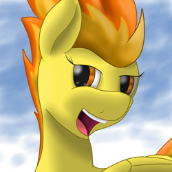 Size: 2600x2600 | Tagged: safe, artist:flashiest lightning, character:spitfire, species:pegasus, species:pony, female, happy, mare, solo, wonderbolts