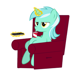 Size: 864x872 | Tagged: safe, artist:flare-chaser, character:lyra heartstrings, armchair, bored, couch potato, female, magic, remote, simple background, sitting, soda, solo, television, transparent background, vector