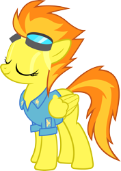 Size: 2950x4169 | Tagged: safe, artist:baumkuchenpony, character:spitfire, species:pegasus, species:pony, clothing, dress shirt, eyes closed, female, goggles, mare, shirt, simple background, transparent background