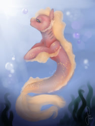 Size: 1200x1600 | Tagged: safe, artist:saoiirse, bubble, merpony, ocean, painting, saoiirse, solo, water