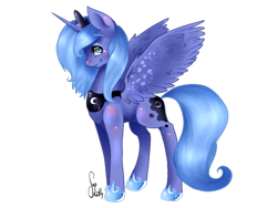 Size: 1024x768 | Tagged: safe, artist:saoiirse, character:princess luna, cute, female, filly, s1 luna, simple background, solo, woona