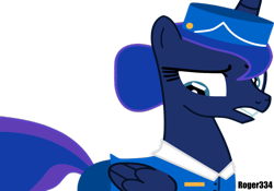 Size: 1024x718 | Tagged: safe, artist:roger334, character:princess luna, ponyscape, classy, female, flight attendant, simple background, solo, transparent background, vector