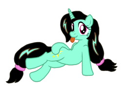 Size: 1024x768 | Tagged: safe, artist:drako1997, oc, oc only, blep, cute, looking at you, on side, pose, simple background, smiling, solo, tongue out, transparent background