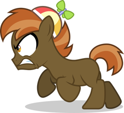 Size: 900x823 | Tagged: safe, artist:lahirien, character:button mash, species:earth pony, species:pony, angry, blank flank, button, button's adventures, clothing, colt, duckery in the description, foal, gritted teeth, hat, hooves, male, profile, propeller hat, running, simple background, solo, teeth, transparent background, vector