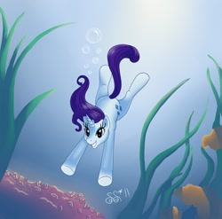 Size: 976x963 | Tagged: safe, artist:alipes, character:rarity, female, solo, underwater