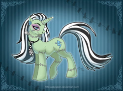 Size: 1024x757 | Tagged: safe, artist:almairis, frankie stein, monster, monster high, ponified