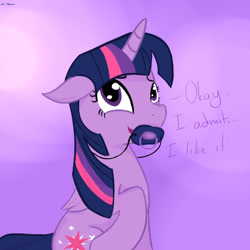 Size: 512x512 | Tagged: safe, artist:edrian, character:twilight sparkle, character:twilight sparkle (alicorn), species:alicorn, species:pony, female, guilty pleasure, mare, necklace, pacifier, solo