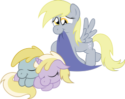 Size: 4150x3309 | Tagged: safe, artist:t-3000, character:chirpy hooves, character:derpy hooves, character:dinky hooves, species:pegasus, species:pony, absurd resolution, chirpabetes, chirpy hooves, cute, derpabetes, dinkabetes, equestria's best mother, female, mare