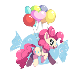 Size: 638x638 | Tagged: safe, artist:sharmie, character:pinkie pie, balloon, female, solo, then watch her balloons lift her up to the sky