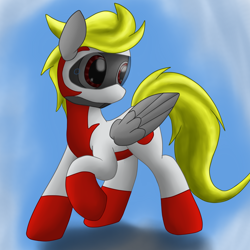 Size: 2600x2600 | Tagged: safe, artist:flashiest lightning, oc, oc only, species:pegasus, species:pony, helmet, racing suit, solo