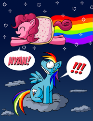 Size: 399x517 | Tagged: safe, artist:xkappax, character:pinkie pie, character:rainbow dash, nyan cat