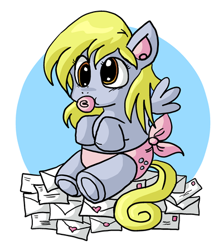 Size: 400x448 | Tagged: safe, artist:xkappax, character:derpy hooves, species:pegasus, species:pony, diaper, female, foal, mare, pacifier