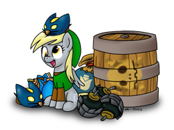 Size: 659x494 | Tagged: safe, artist:zicygomar, character:derpy hooves, species:pegasus, species:pony, bomb, bombchu, bombs, crossover, female, link, mare, nintendo, the legend of zelda, this will end in explosions, this will end in tears, this will end in tears and/or death