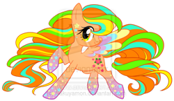 Size: 599x349 | Tagged: safe, artist:sakuyamon, oc, oc only, oc:april blossom, species:pegasus, species:pony, rainbow power, rainbow power-ified, simple background, solo, transparent background, watermark