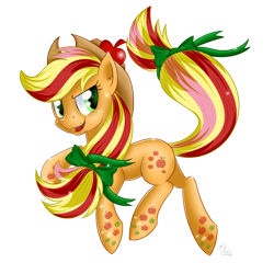 Size: 900x900 | Tagged: safe, artist:swanlullaby, character:applejack, female, looking back, rainbow power, simple background, solo, transparent background