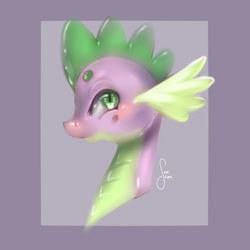 Size: 500x500 | Tagged: safe, artist:saoiirse, character:spike, elements of power, male, portrait, profile, solo, thick eyebrows
