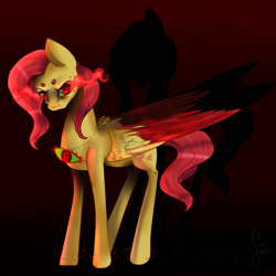 Size: 2000x2000 | Tagged: safe, artist:saoiirse, character:fluttershy, corrupted, elements of power, evil, female, solo, sombra eyes, the stare, wrath