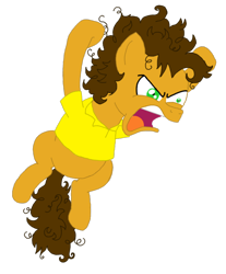 Size: 912x1100 | Tagged: safe, artist:crazynutbob, character:cheese sandwich, species:earth pony, species:pony, angry, male, messy mane, midair, solo, stallion