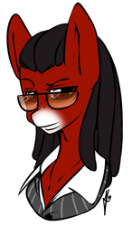 Size: 409x698 | Tagged: safe, artist:tiki-sama, oc, oc only, oc:florid, clothing, glasses, red and black oc, red eyes, solo