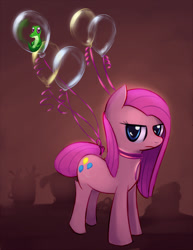 Size: 800x1035 | Tagged: safe, artist:negativefox, character:gummy, character:pinkie pie, balloon, duo, female, male