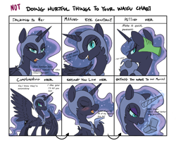 Size: 1280x1040 | Tagged: dead source, safe, artist:nohooves, character:nightmare moon, character:princess luna, oc, oc:anon, species:alicorn, species:pony, annoyed, bedroom eyes, blushing, chart, disembodied hand, doing loving things, eyes closed, female, looking at you, looking back, mare, meme, moonabetes, nose wrinkle, open mouth, petting, scrunchy face, smiling, spread wings, tsundere moon, waifu, wavy mouth, we don't normally wear clothes, wings