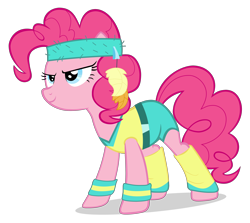 Size: 4040x3608 | Tagged: safe, artist:baumkuchenpony, character:pinkie pie, 80s, aerobics, simple background, transparent background, vector, workout