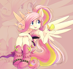 Size: 1557x1482 | Tagged: safe, artist:sharmie, character:fluttershy, equestria girls:rainbow rocks, g4, my little pony: equestria girls, my little pony:equestria girls, female, ponied up, solo
