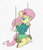 Size: 627x725 | Tagged: safe, artist:greenlinzerd, artist:swiftcutter, derpibooru original, edit, character:fluttershy, species:anthro, species:pegasus, species:unguligrade anthro, g4, clothing, color edit, colored, colored hooves, colored pupils, cute, female, hooves, looking at you, mare, shyabetes, signature, solo, sweater, sweatershy, swing, three quarter view, turtleneck, unshorn fetlocks