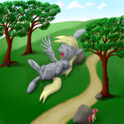 Size: 900x900 | Tagged: safe, artist:rule1of1coldfire, character:apple bloom, character:derpy hooves, species:pegasus, species:pony, black and white game, female, giant derpy hooves, lionhead studios, macro, mare