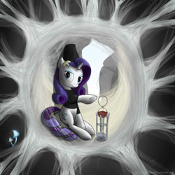 Size: 900x900 | Tagged: safe, artist:rule1of1coldfire, character:rarity, spider web