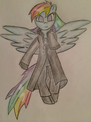 Size: 675x900 | Tagged: safe, artist:rayodragon, character:rainbow dash, black coat, colored pencil drawing, female, kingdom hearts, nobody, solo, traditional art
