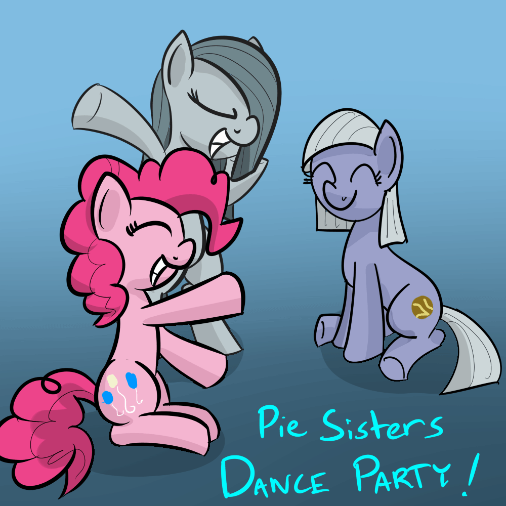 Size: 1000x1000 | Tagged: safe, artist:sirpayne, character:limestone pie, character:marble pie, character:pinkie pie, animated, dancing, female, pie sisters