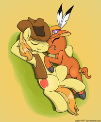 Size: 2500x3000 | Tagged: safe, artist:drako1997, character:braeburn, character:little strongheart, ship:braeheart, cute, female, male, shipping, straight