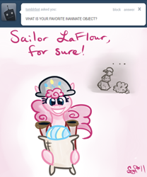 Size: 500x600 | Tagged: safe, artist:alipes, character:pinkie pie, ask, ask pinkie pierate, madame leflour, pirate, rocky, sir lintsalot, tumblr